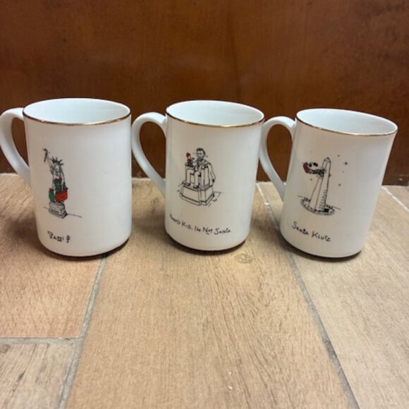 Set of 3 "Merry Masterpieces" by Dayton Hudson 24K gold trim on Porcelain mugs - Picture 1 of 10